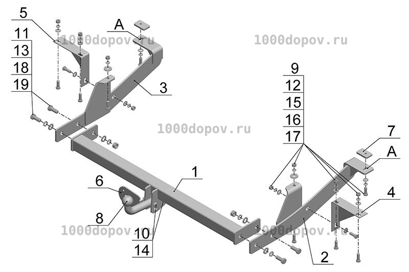 Фаркоп Avtos FA 05 Fiat Ducato 1999-2006 — рисунок 8