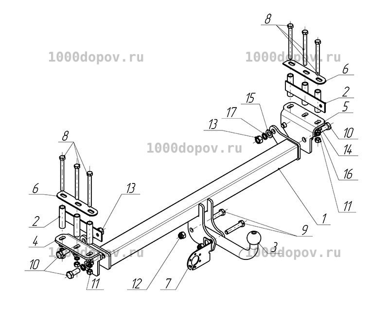 Фаркоп Avtos NS 12 Nissan Patrol GR 01/1998-2004 — рисунок 2