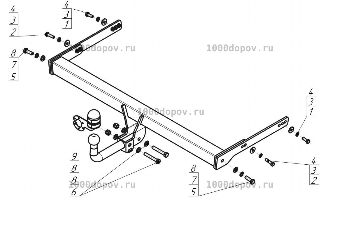 Фаркоп Motodor 92305-A Skoda Karoq 2020-н.в. (оцинк. шар) — рисунок 6