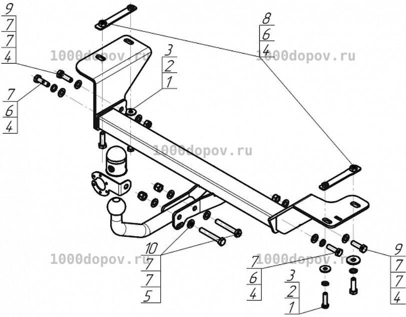 Фаркоп АвтоСтандарт J101A Jac JS4 2021-н.в. (оцинк. шар) — рисунок 5