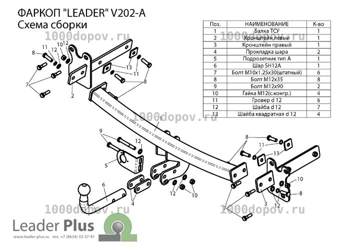 Фаркоп Leader Plus V202-A Volvo XC70 (B) 2007-н.в. — рисунок 14