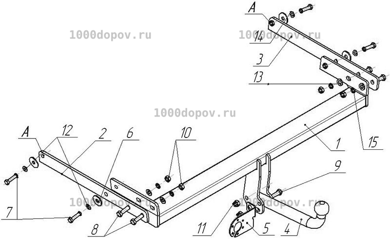 Фаркоп Avtos FD 22 Ford Kuga 2008-2013 — рисунок 2