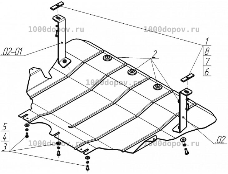 Защита Motodor 02736 Volkswagen Passat B8 2015-н.в. (Картер,КПП) — рисунок 2