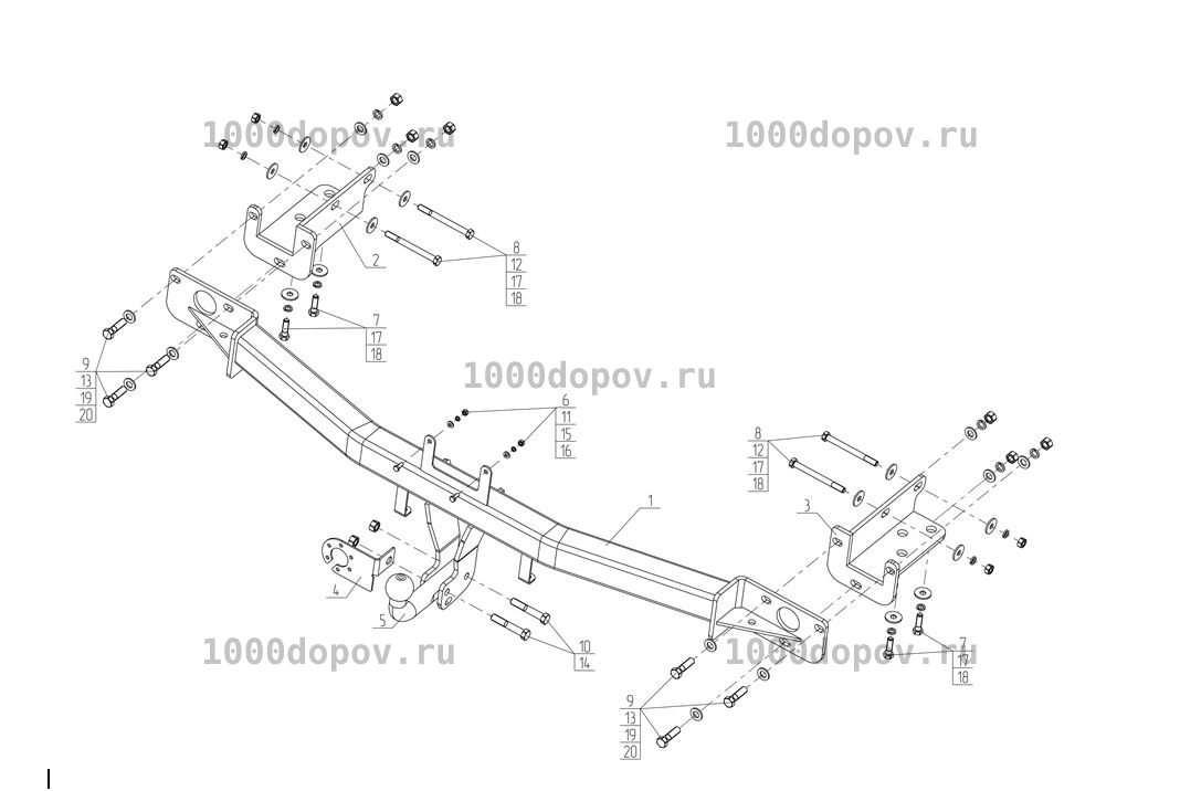Фаркоп Avtos HY 35 Hyundai IX55 2009-н.в. — рисунок 8