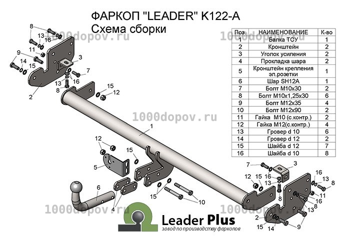 Фаркоп Leader Plus K122-A Kia Soul (PS) c 2013.10-н.в. — рисунок 3