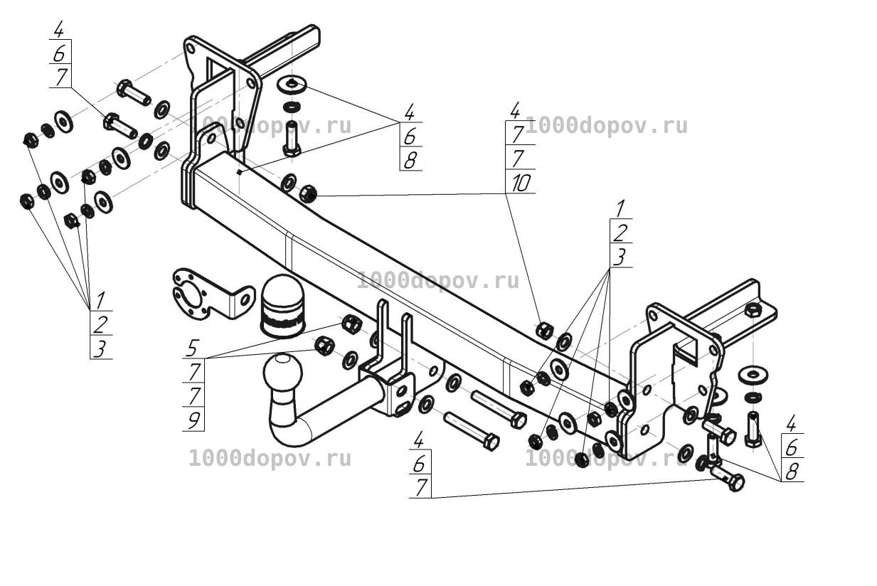 Фаркоп Motodor 92203-A Subaru Outback 2015-2020 (оцинк. шар) — рисунок 7