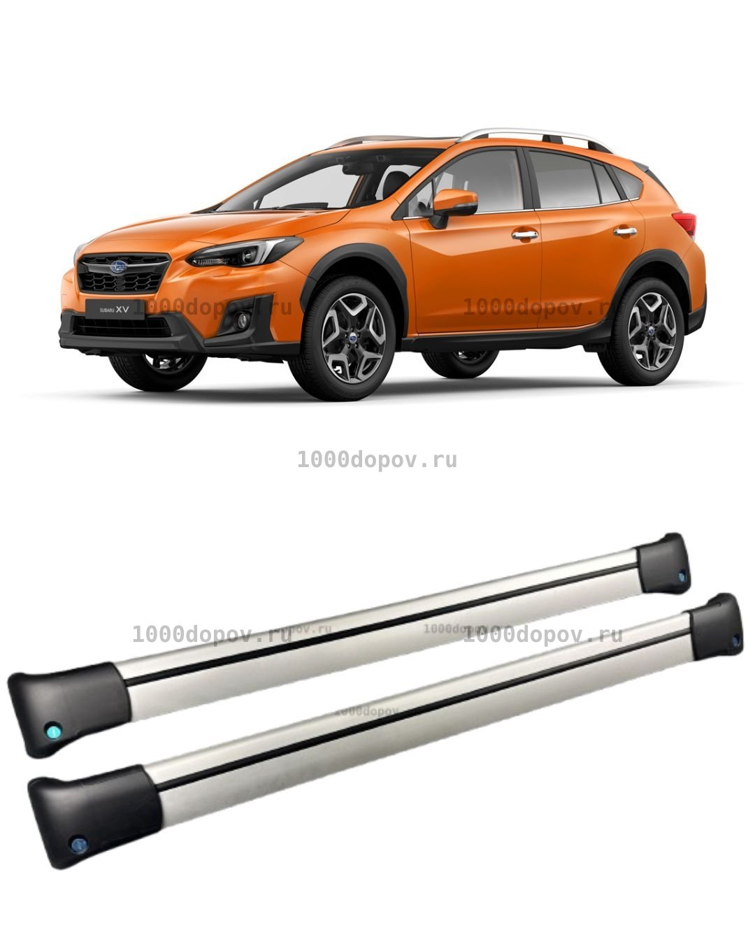Багажник на рейлинги Subaru XV 2 поперечины серебро — рисунок 1