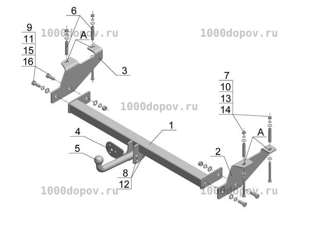 Фаркоп Avtos GW 06 Great Wall Wingle 2007-2011 — рисунок 1