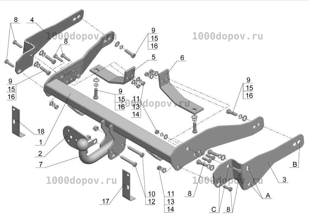 Фаркоп Avtos CV 05 Chevrolet Captiva (С 100) 2006-2012 — рисунок 4
