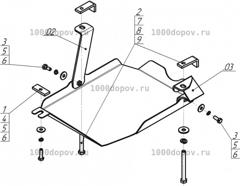 Защита Motodor 01043 Hyundai Santa Fe V 2021-н.в (Зад. дифф.) — рисунок 2