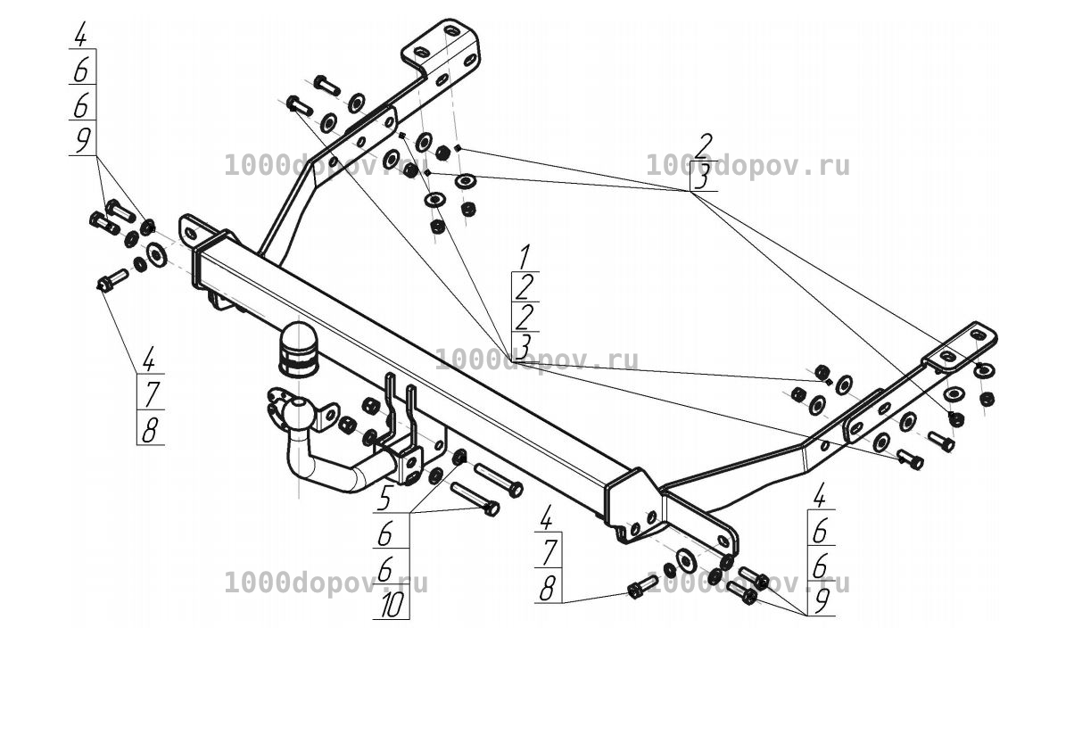 Фаркоп Motodor 91601-A Citroen Berlingo L1 4380 мм, L2 4680 мм 2008-н.в (оцинк. шар) — рисунок 5