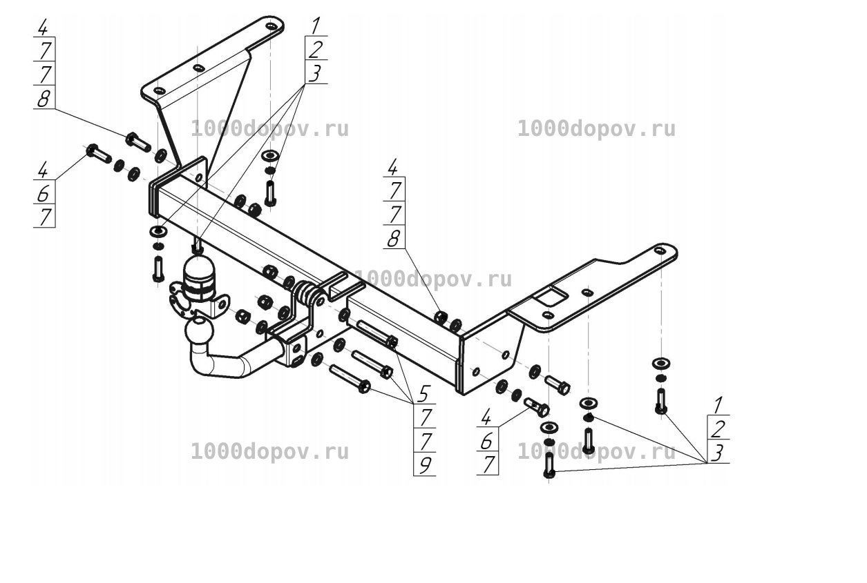 Фаркоп Motodor 90805-A Honda CR-V 2006-2012 (с оцинк. шаром) — рисунок 1