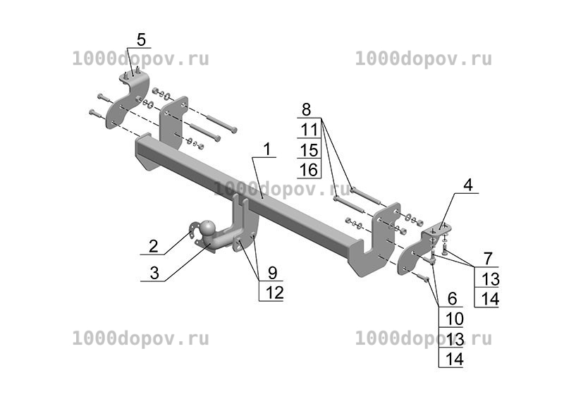 Фаркоп Avtos MI 23 Mitsubishi ASX 2010-н.в. — рисунок 3