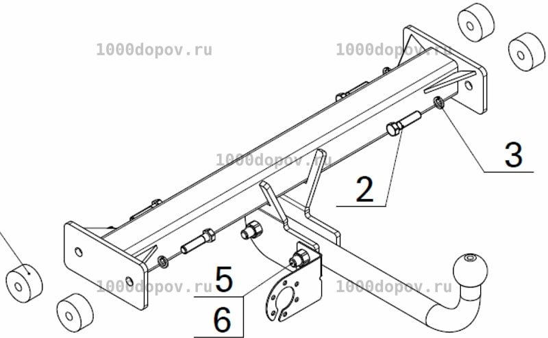 Фаркоп Avtos VW 17 Volkswagen Multivan T4 1990-2003 (кроме авто с з/к снизу) — рисунок 3