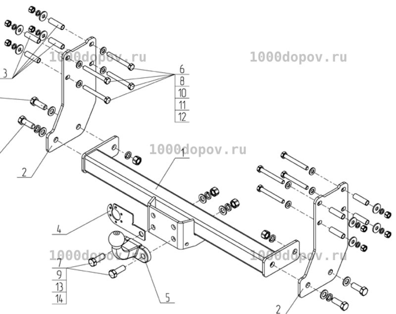 Фаркоп Avtos FD 34 Ford Transit 2000-2014 шасси — рисунок 12