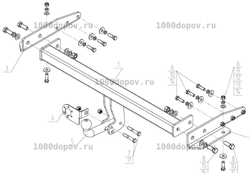 Фаркоп Avtos JW 03 Jeep Grand Cherokee 04.2011-н.в. — рисунок 7