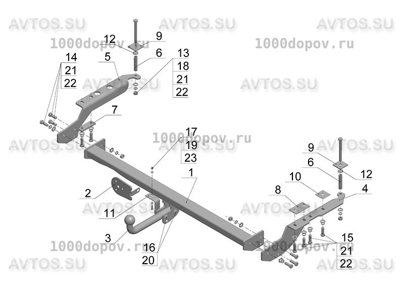Фаркоп Avtos SU 06 Subaru Forester 1997-2008 — рисунок 9