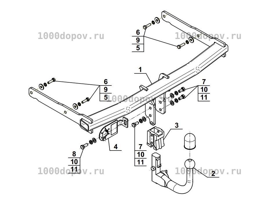 Фаркоп Steinhof A-099 Audi A7 Sportback 2010-2018 (быстросъемный) — рисунок 1