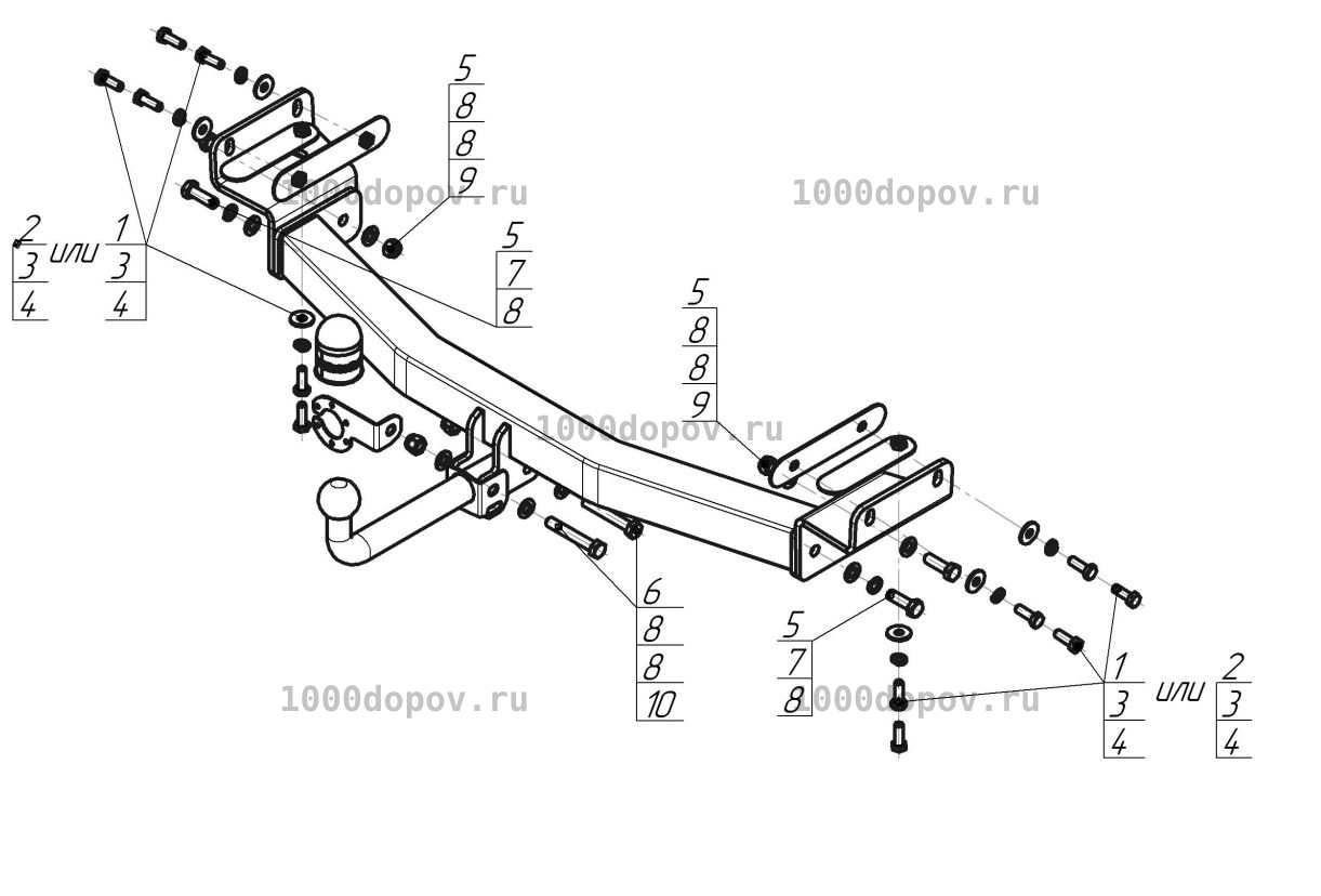 Фаркоп Motodor 90916-A Hyundai Tucson 2021-н.в. (вкл. европ. сборку) (оцинк. шар) — рисунок 7