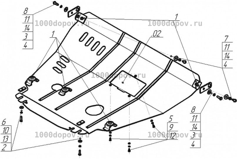 Защита Motodor 00738 Ford Escape 2001-2007 (Картер, Кпп) — рисунок 3