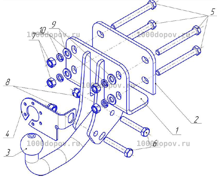Фаркоп Avtos TY 27 Toyota Hilux 2011-2015 — рисунок 2