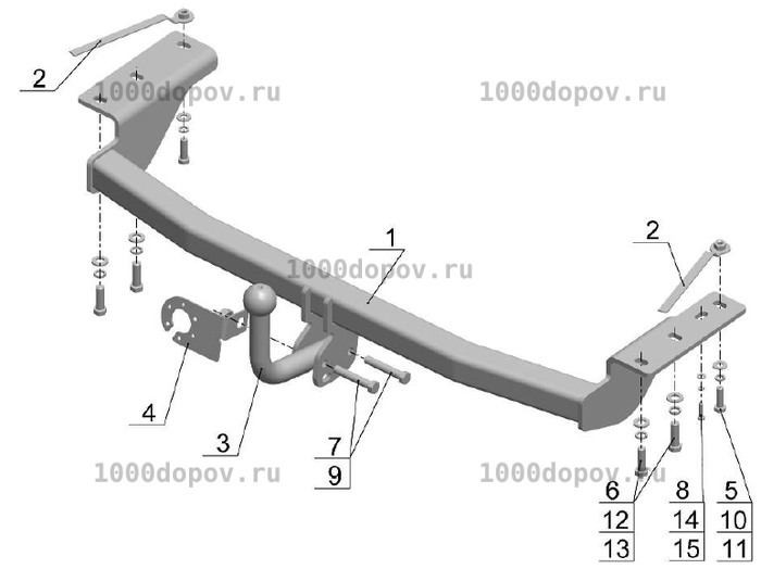 Фаркоп Avtos TY 30 Toyota Corolla (E12) 2002-2007 — рисунок 2