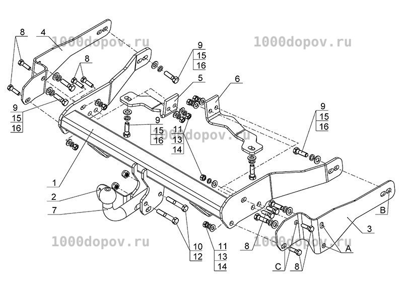 Фаркоп Avtos CV 13 Chevrolet Captiva 2013-н.в. — рисунок 2