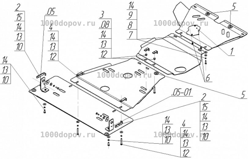 Защита Motodor 11407 Infiniti QX 56 2010-2014 (Картер, Кпп, Разд. коробка) — рисунок 1