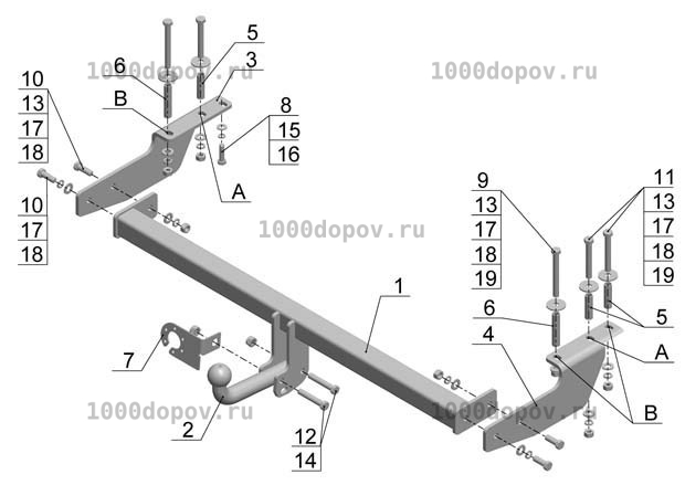 Фаркоп Avtos GW 10 Great Wall M4 2013-н.в. — рисунок 2