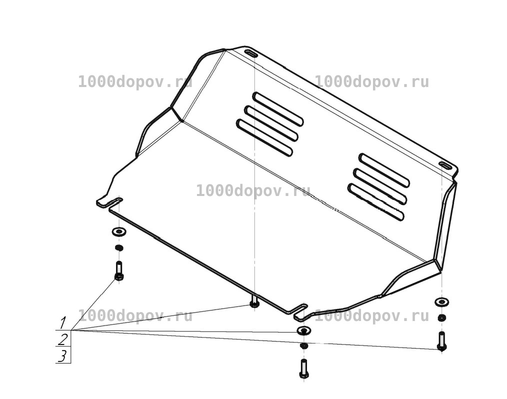 Защита Motodor 31327 на Mitsubishi L200 2015-н.в. (Радиатора) (Для а/м на МКПП) — рисунок 1
