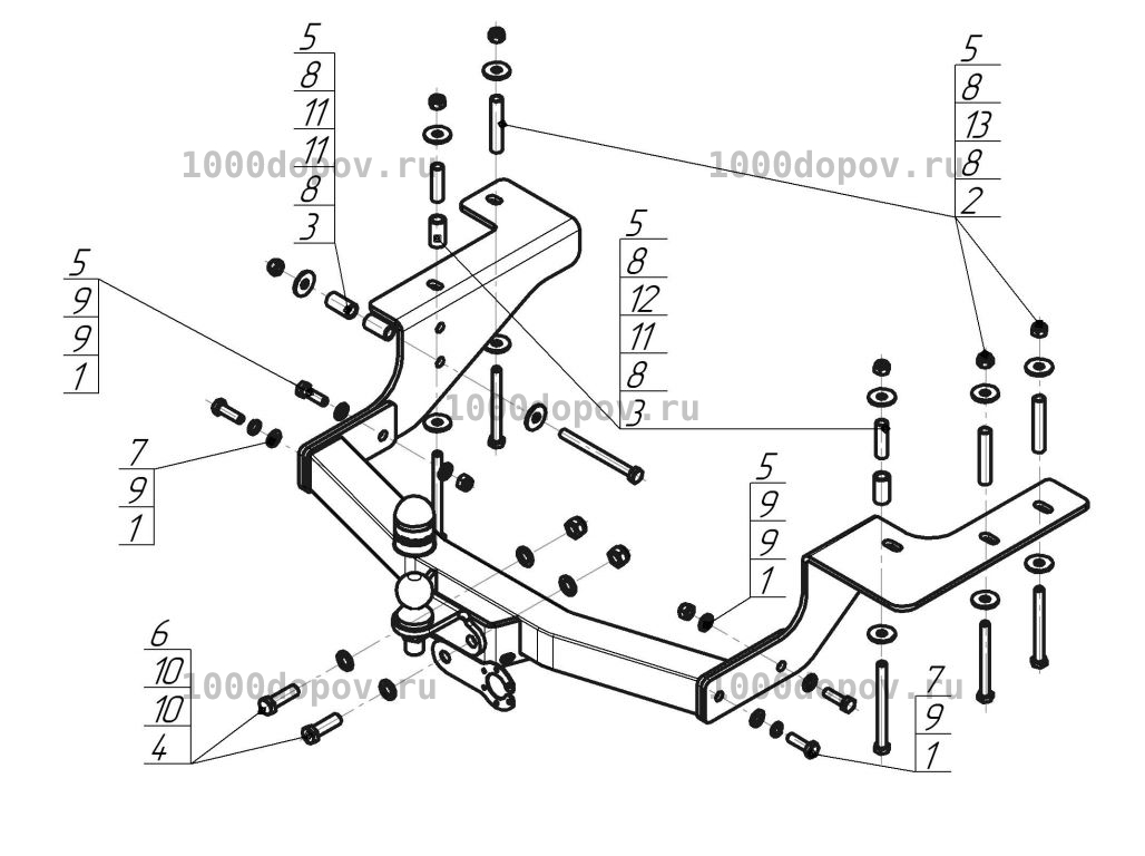 Фаркоп Motodor 93102-FE Great Wall Hover Н5 2010-2015 (оцинк. шар) — рисунок 7
