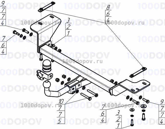 Фаркоп Motodor 98301-A Jac JS4 2021-н.в. (оцинк. шар) — рисунок 4