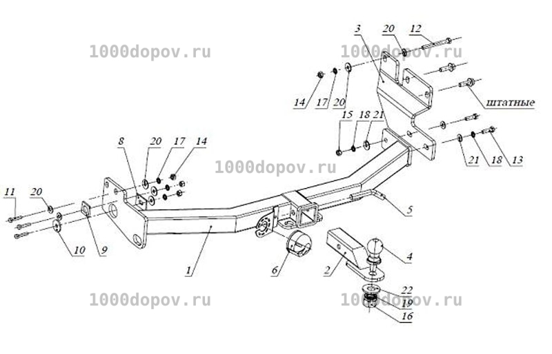 Фаркоп BIZON FA 0643-E Great Wall Hover H3 2010- — рисунок 3