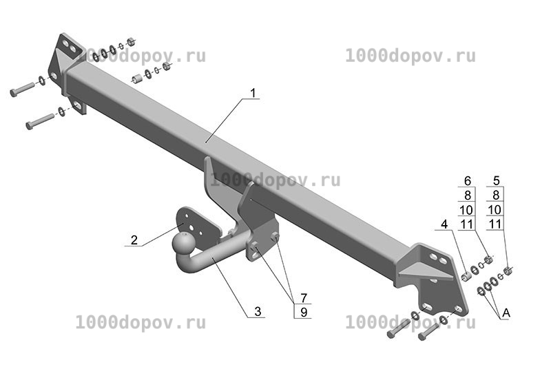 Фаркоп Avtos TY 17 Toyota Camry (v40, v50) 2006-2018 — рисунок 7