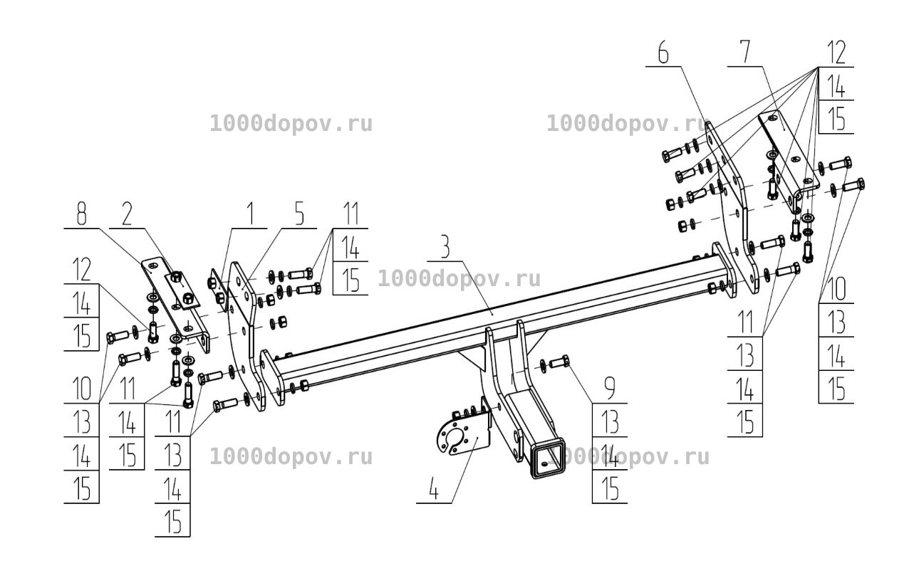 Фаркоп Avtos NS 27B Nissan X-Trail 3 (T32) 2014-н.в. — рисунок 1
