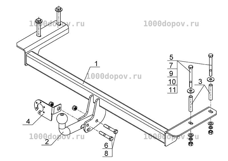 Фаркоп Avtos CN 01 Citroen C4 седан 2013-н.в. — рисунок 5