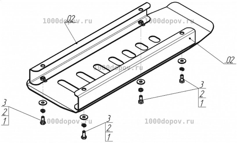 Защита Motodor 02715 Volkswagen Transporter/Caravelle T5 2003-2009 (Топливоохладитель) — рисунок 1