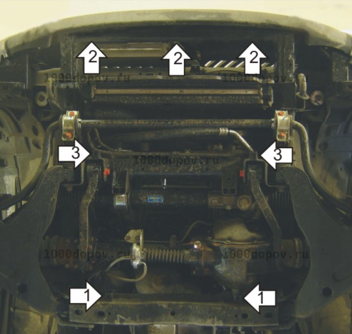 Защита Motodor 01327 на Mitsubishi L 200 2006-2015 (Картер, Радиатор, перед. дифф.) — рисунок 4