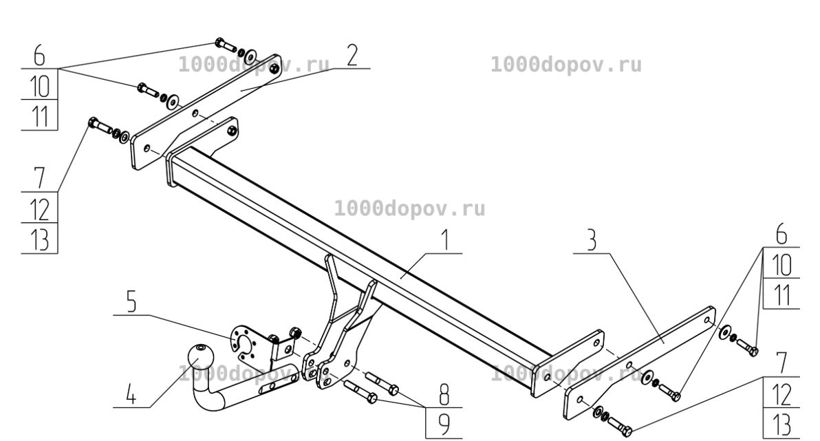Фаркоп Avtos VW 39 Volkswagen Taos 2021-н.в. — рисунок 1