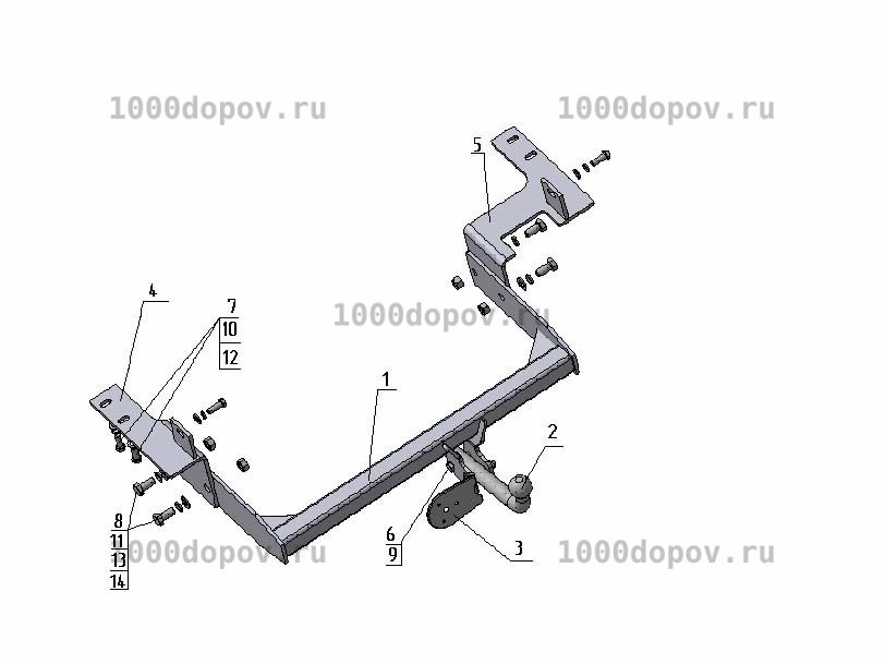 Фаркоп Avtos HY 17 Hyundai H1 (4WD) 2005-2007 — рисунок 4