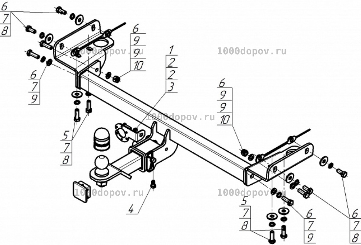 Фаркоп Motodor 99030-E Jetour T1 2025-н.в. (оцинк. шар) — рисунок 2