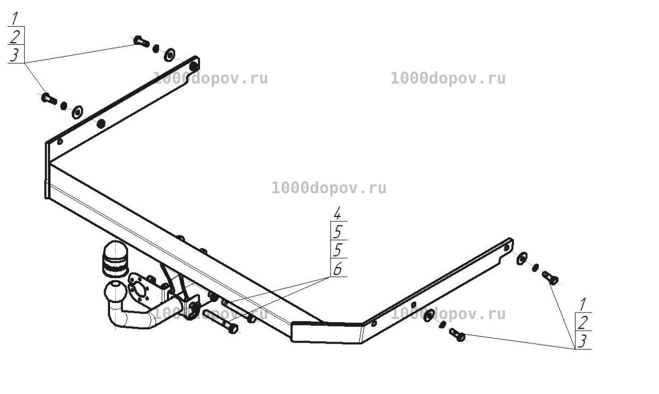 Фаркоп Motodor 90701-A Ford Focus 2 седан 2005-2011 (оцинк. шар) — рисунок 7