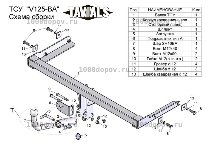 Фаркоп TAVIALS V125-BA Volkswagen Polo (6R1) 2010-н.в. — рисунок 9
