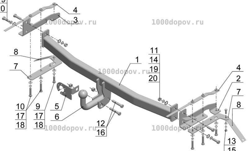 Фаркоп Avtos TY 33 Toyota Corolla (E12) 2002-2007 — рисунок 1