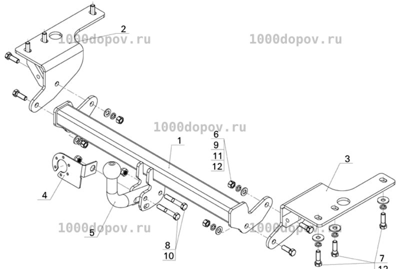 Фаркоп Avtos TY 37 Toyota Corolla (E18) 2013-н.в. — рисунок 1