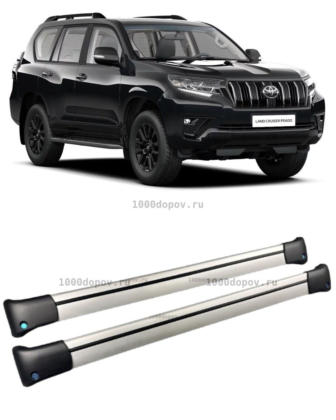 Багажник на рейлинги Toyota Prado 150 2009-н.в поперечины серебро — рисунок 1