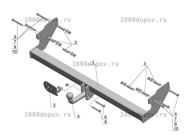 Фаркоп Avtos JW 01 Jeep Wrangler 08/1996-03/2007 — рисунок 2