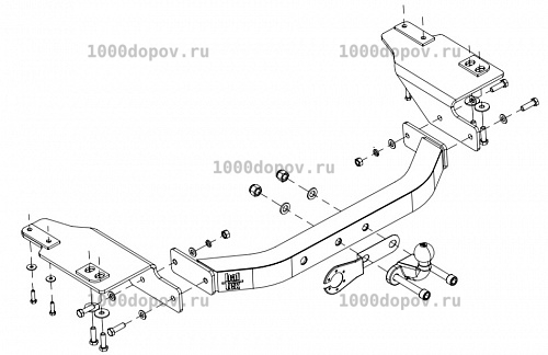 Фаркоп Baltex Y-13E-2 Toyota Land Cruiser Prado 120 2003-2009 (алюм. накладка, надпись Land Cruiser) — рисунок 5