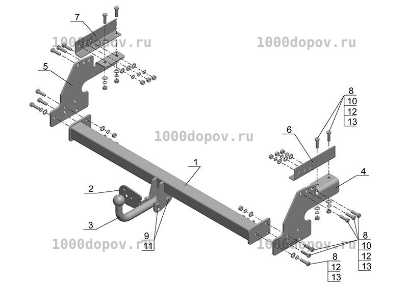 Фаркоп Avtos NS 22 Nissan NP 300 2008-н.в. — рисунок 3