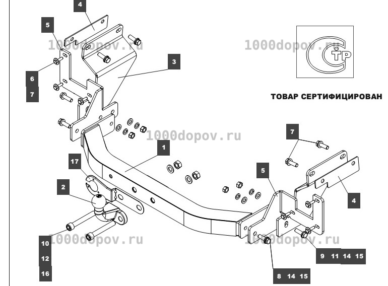 Фаркоп Baltex 079123 Opel Zafira LIfe 2019- (нерж. шар) — рисунок 1